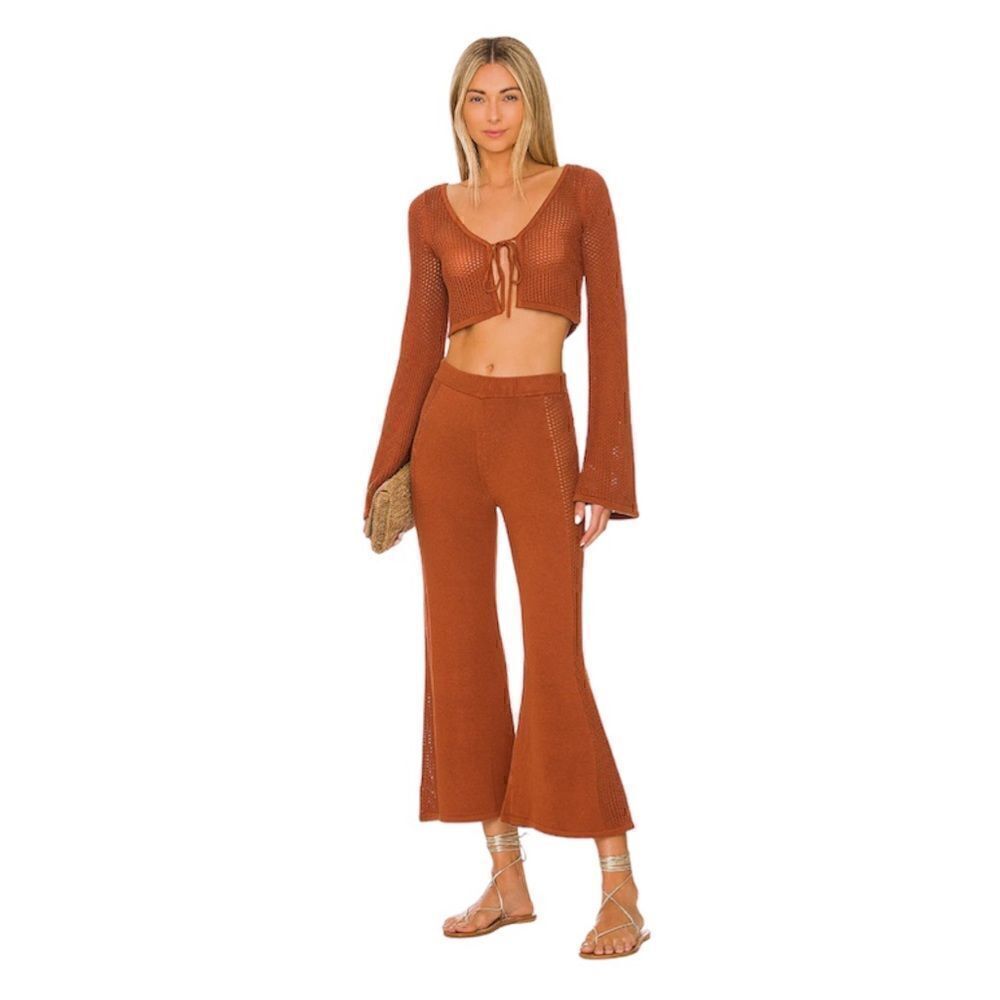 Tularosa Abria Knit Pant and Cardigan Set in Clay | SZ S